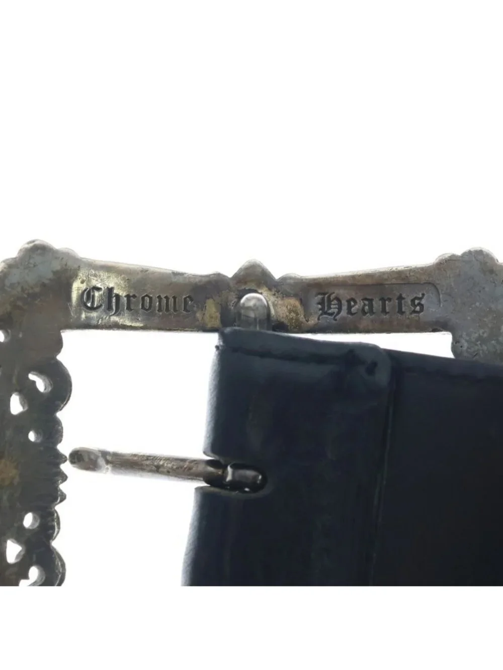 Chrome Hearts Blt Filigree Otj Buckle Leather Belt Silver